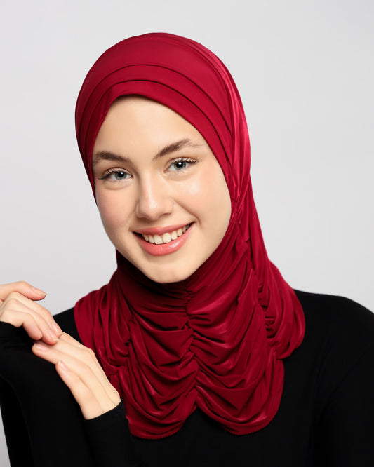 Plain Gathering Ready-made Hijab