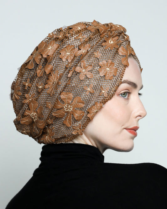 Twisted Floral Net Turban