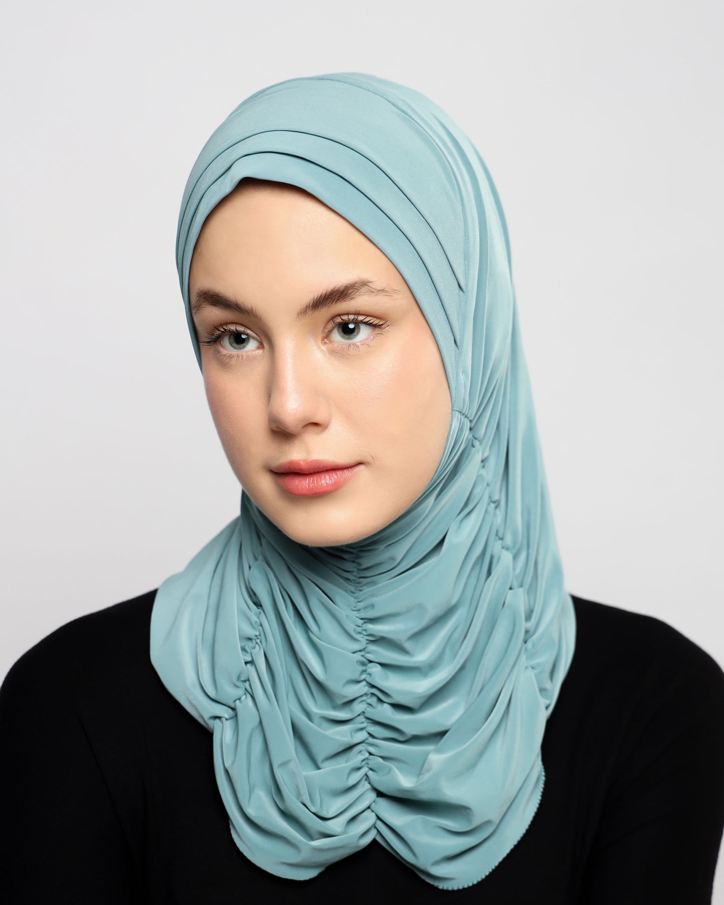 Plain Gathering Ready-made Hijab