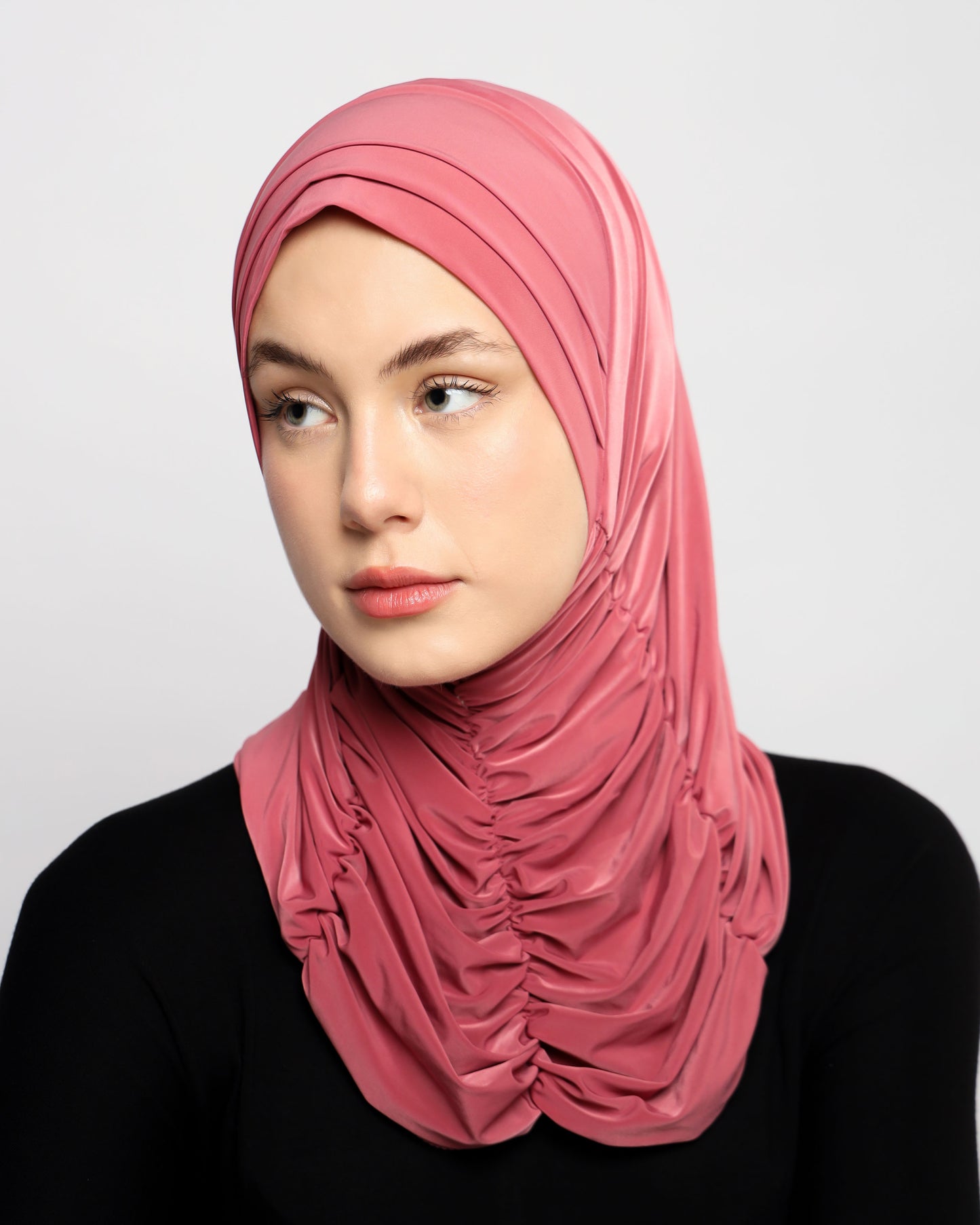 Plain Gathering Ready-made Hijab
