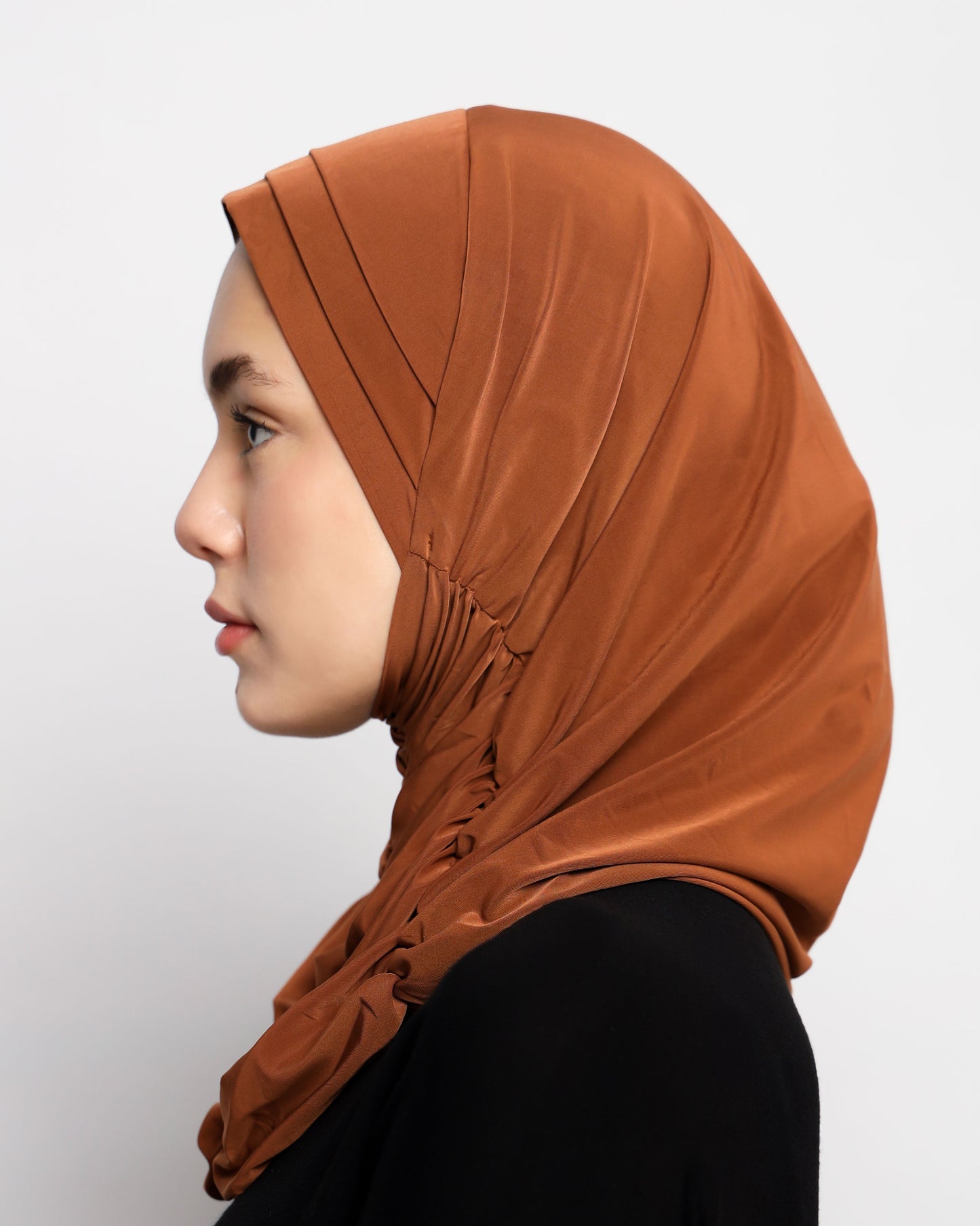 Plain Gathering Ready-made Hijab
