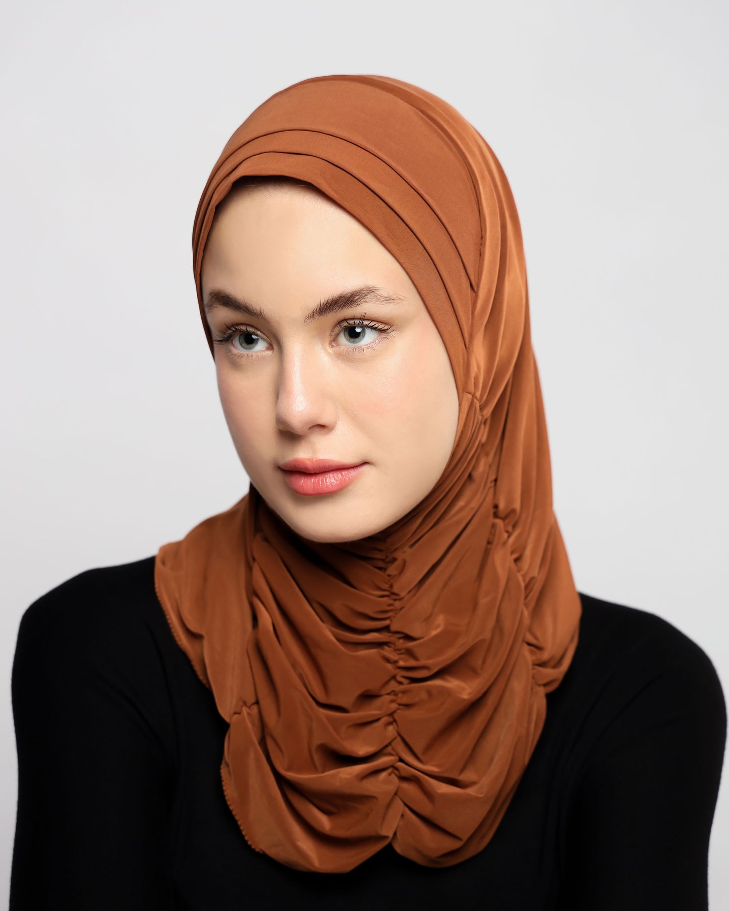 Plain Gathering Ready-made Hijab