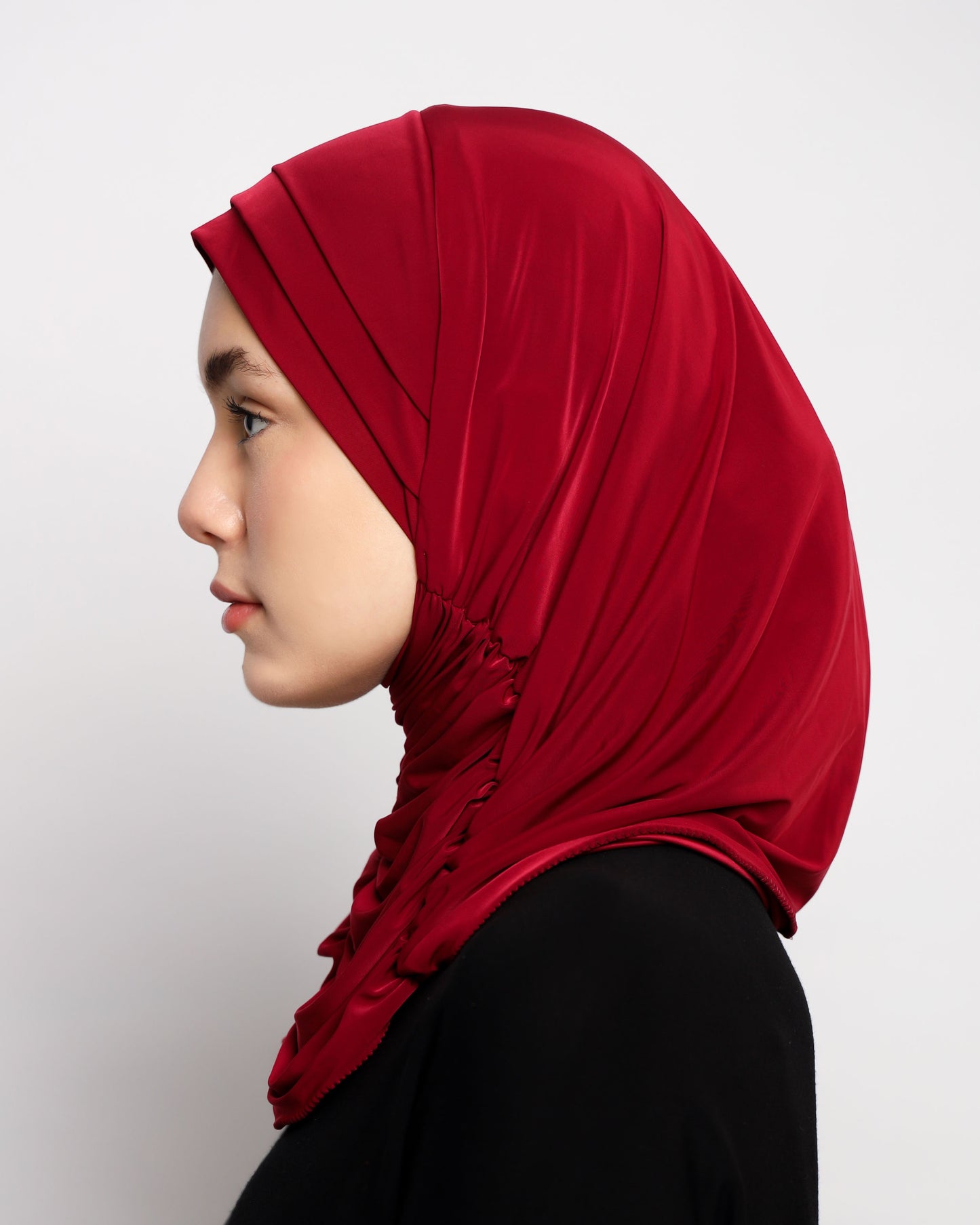 Plain Gathering Ready-made Hijab