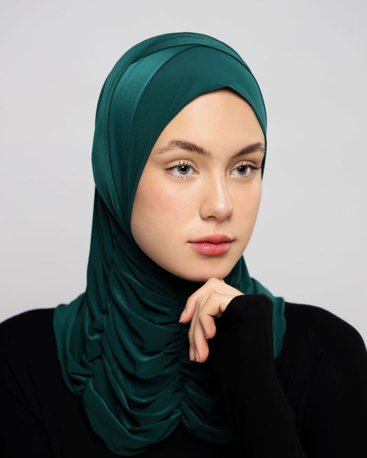 Plain Gathering Ready-made Hijab