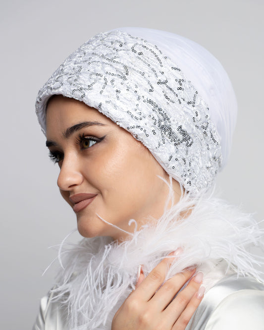 Bridal Pleats Sequined Turban
