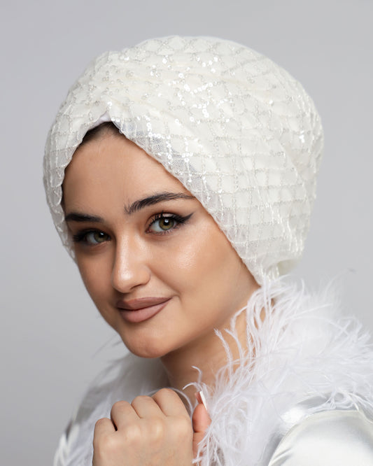 Bridal Sequin Gathering Turban