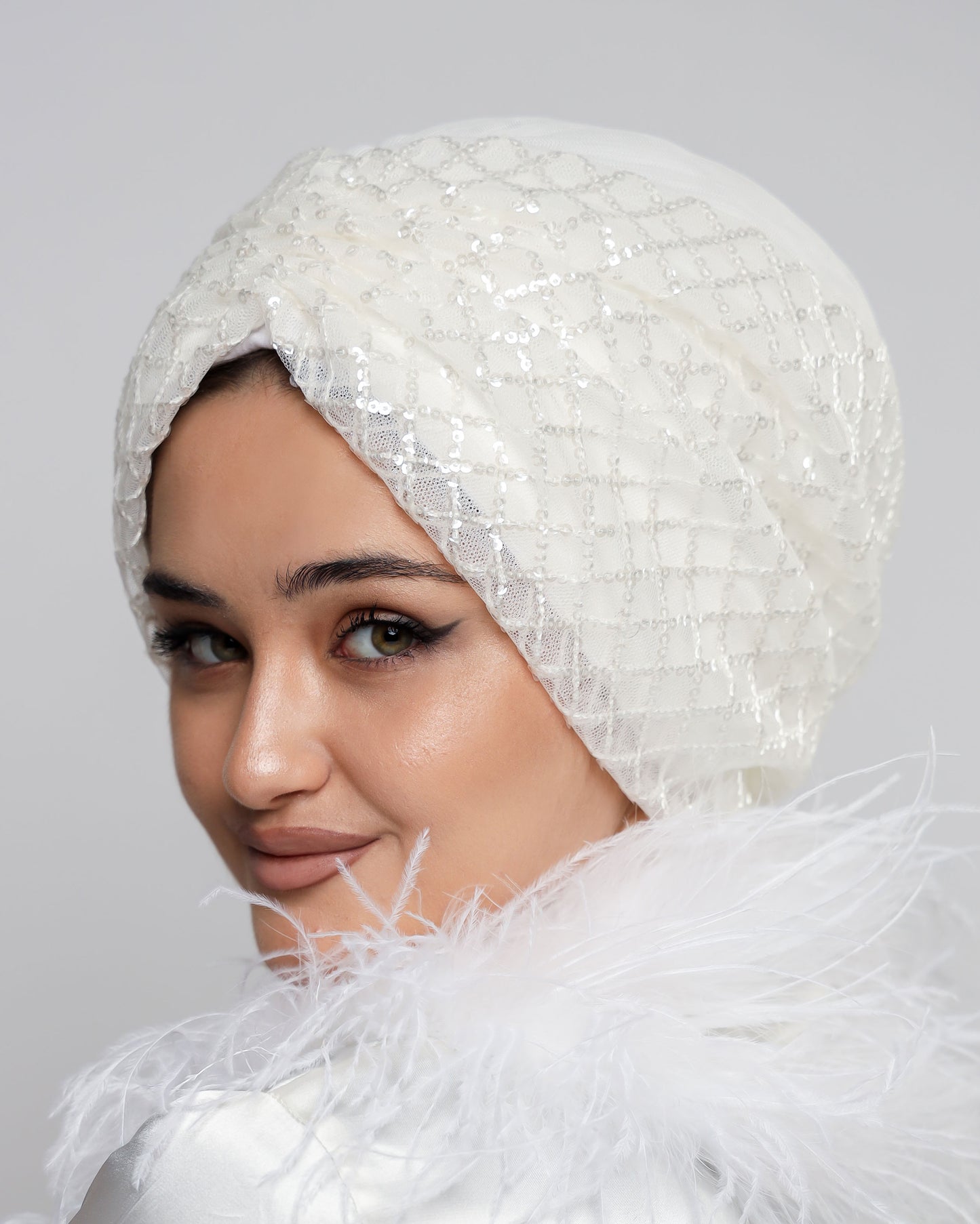 Bridal Sequin Gathering Turban