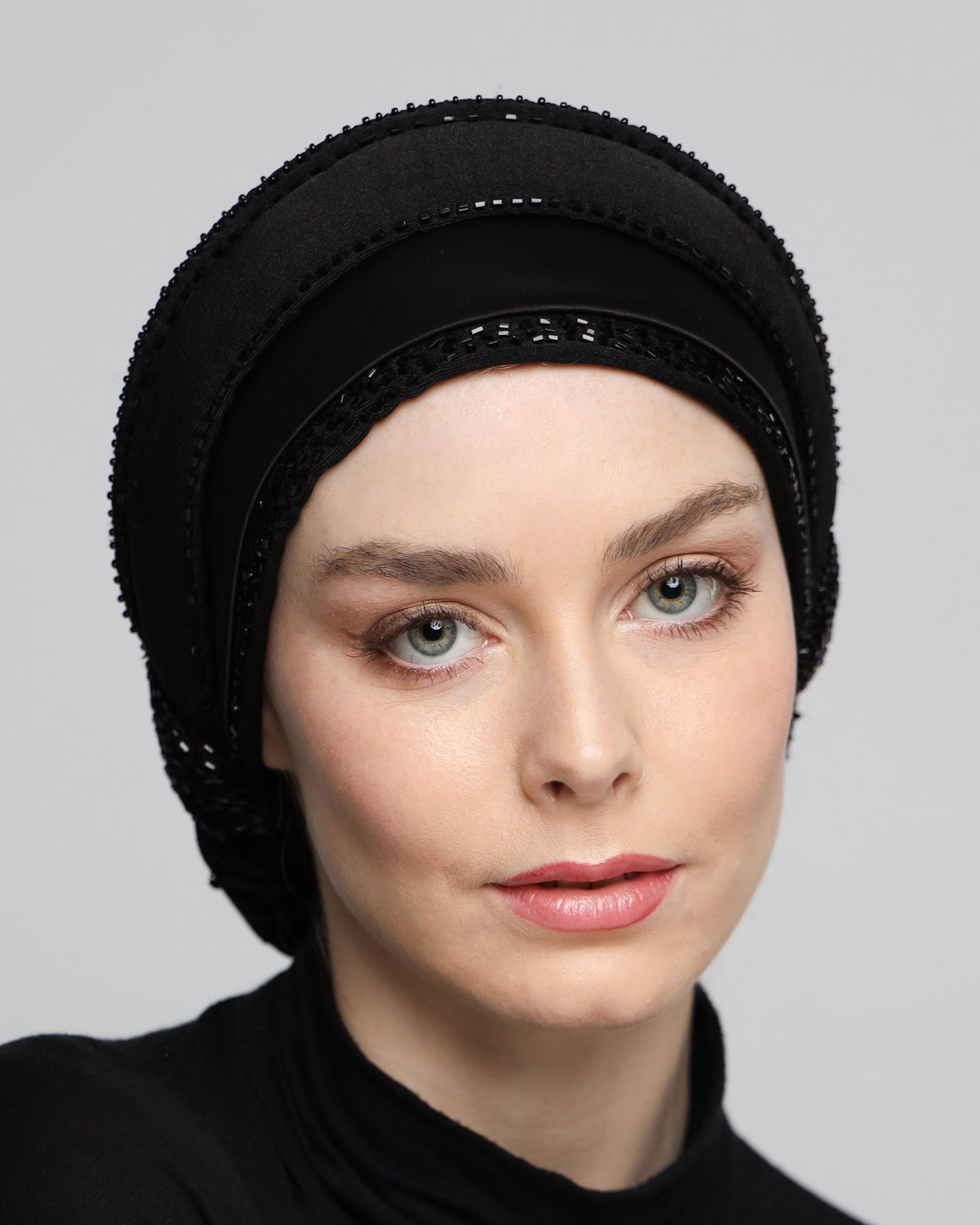Beading Satin Panel Classic Turban