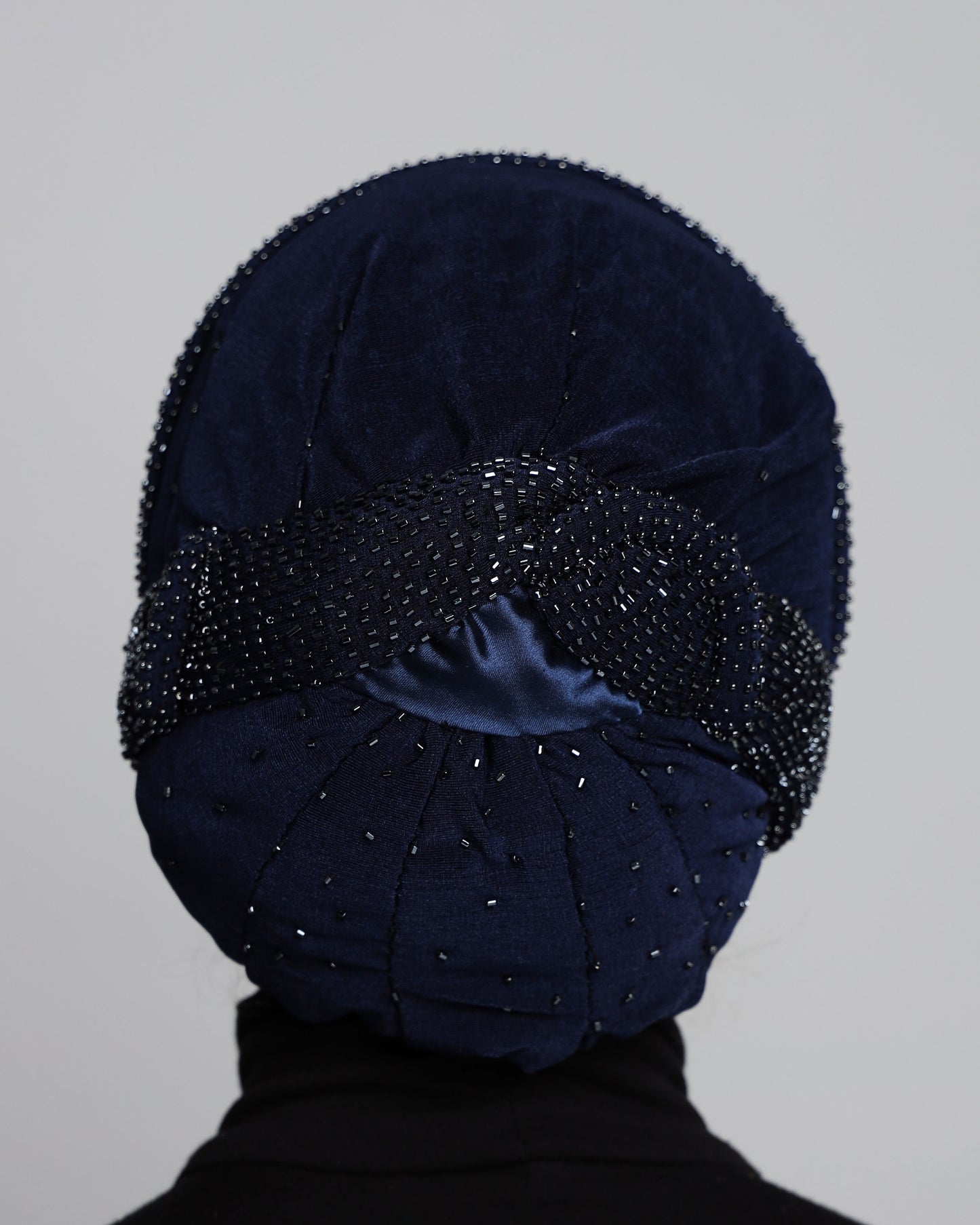 Beading Satin Panel Classic Turban