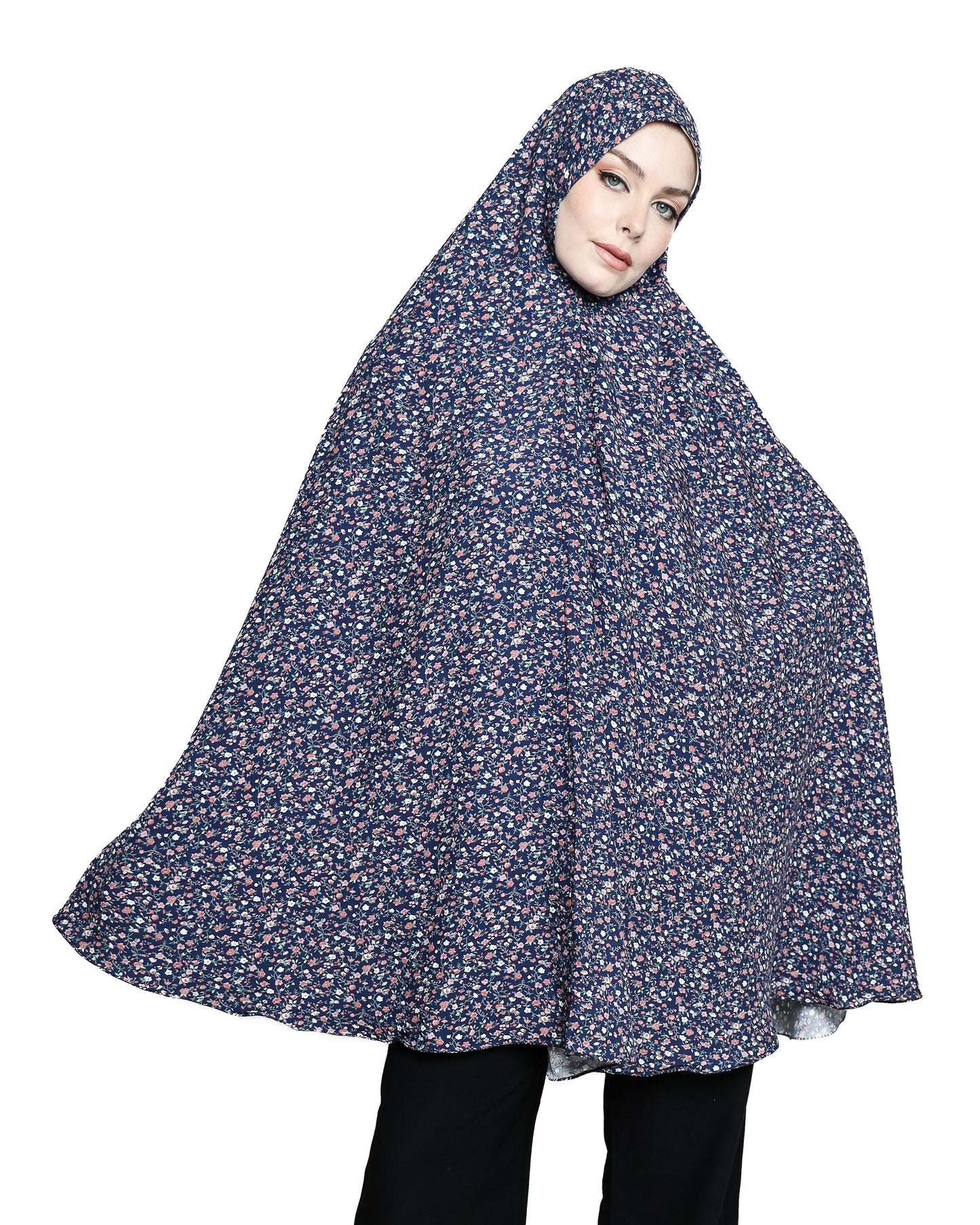 Short Ditsy Floral Praying Hijab