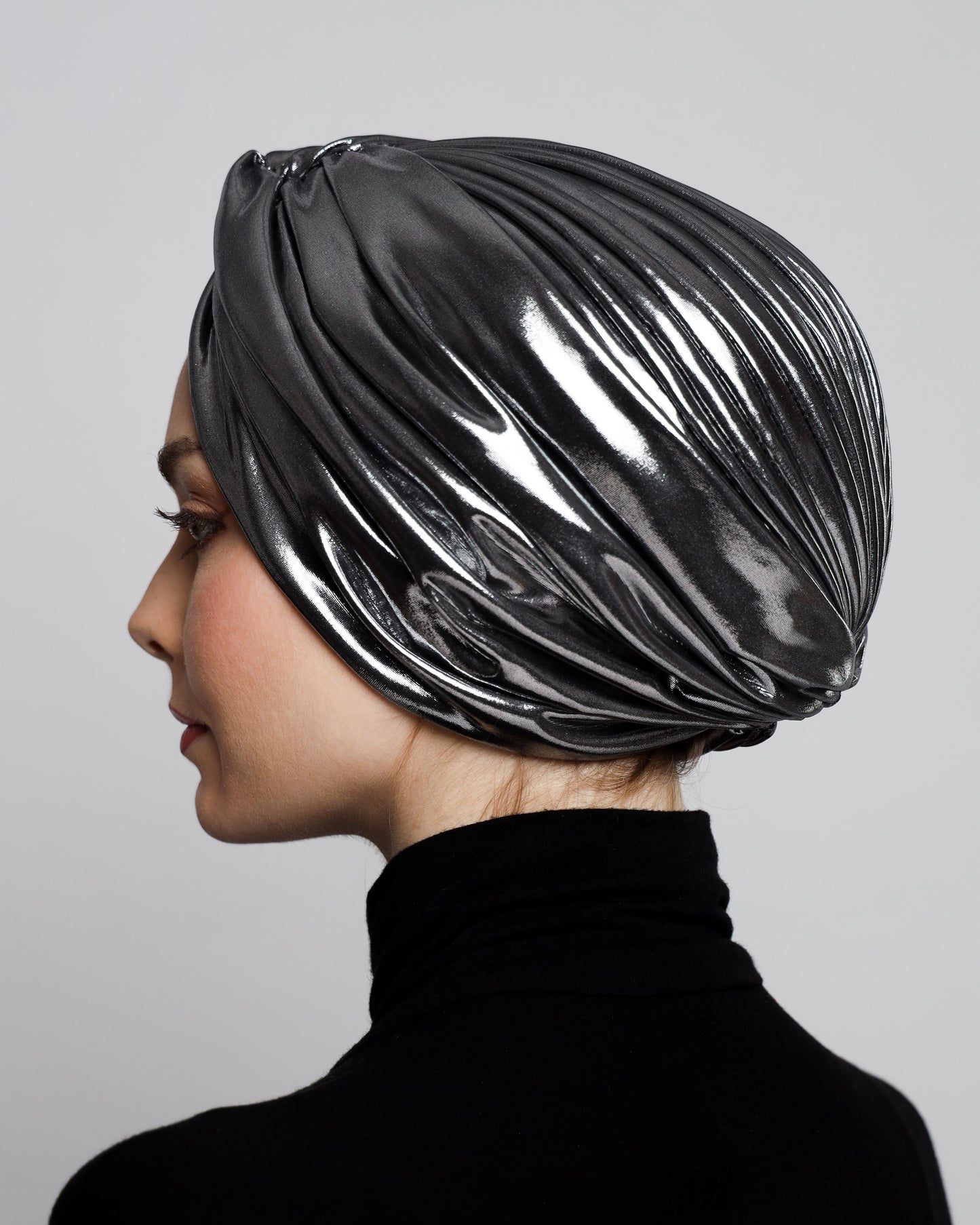 Metallic lame` twisted lines turban