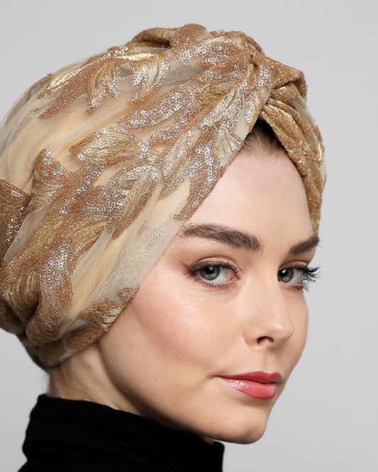 Golden Sequin Turban