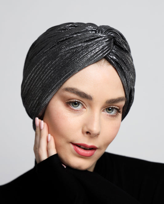 Twisted Metallic Plisse Turban