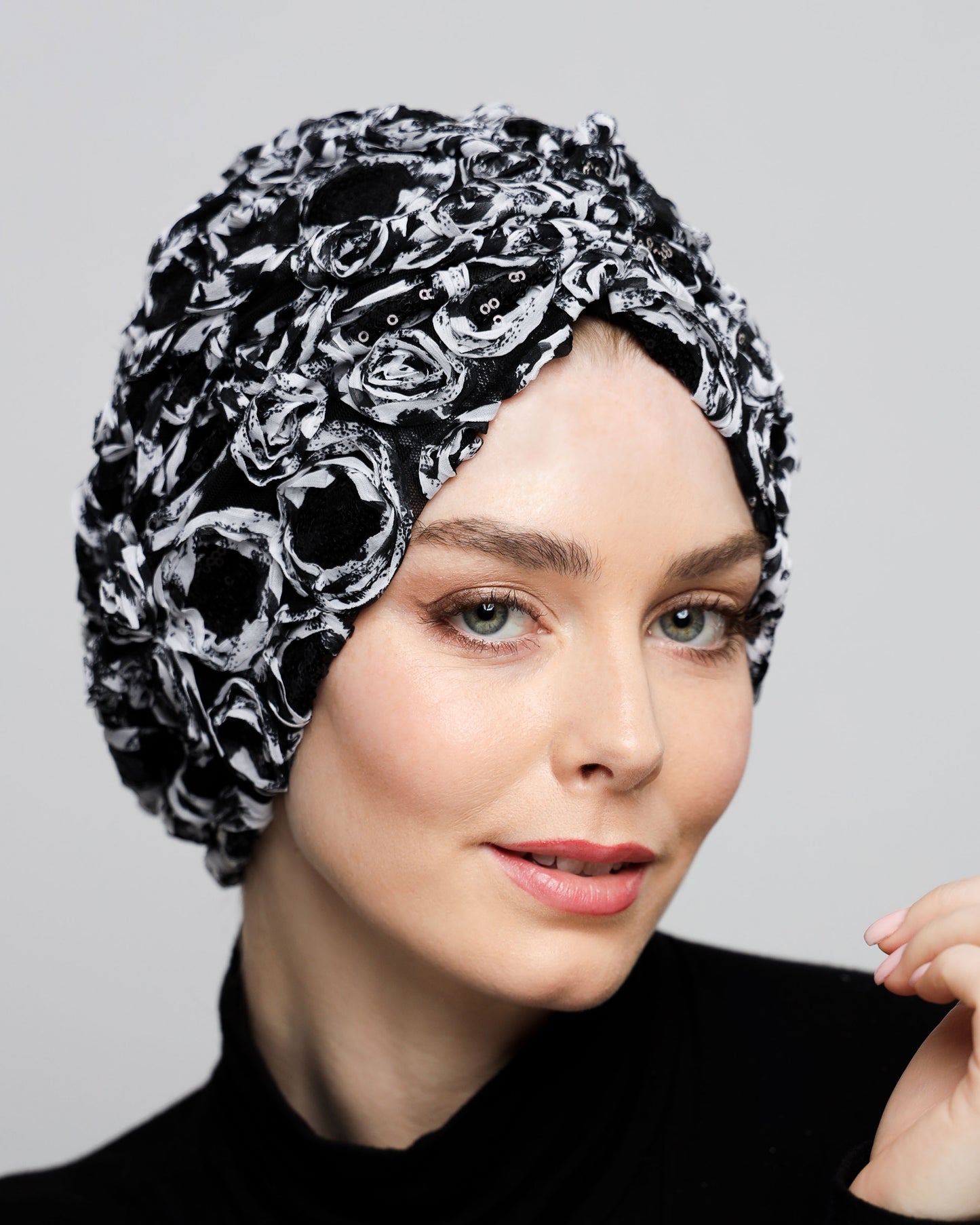 Black & White Sequin Turban