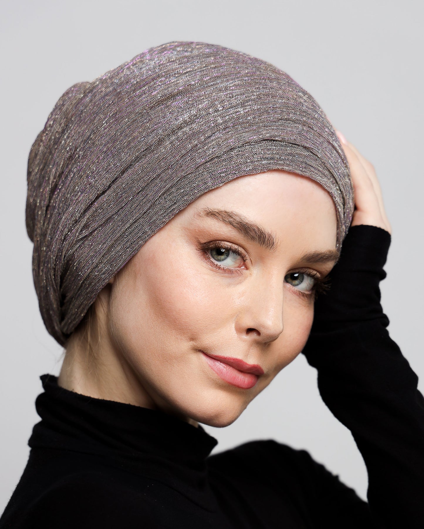 Metallic Strips Plisse Turban