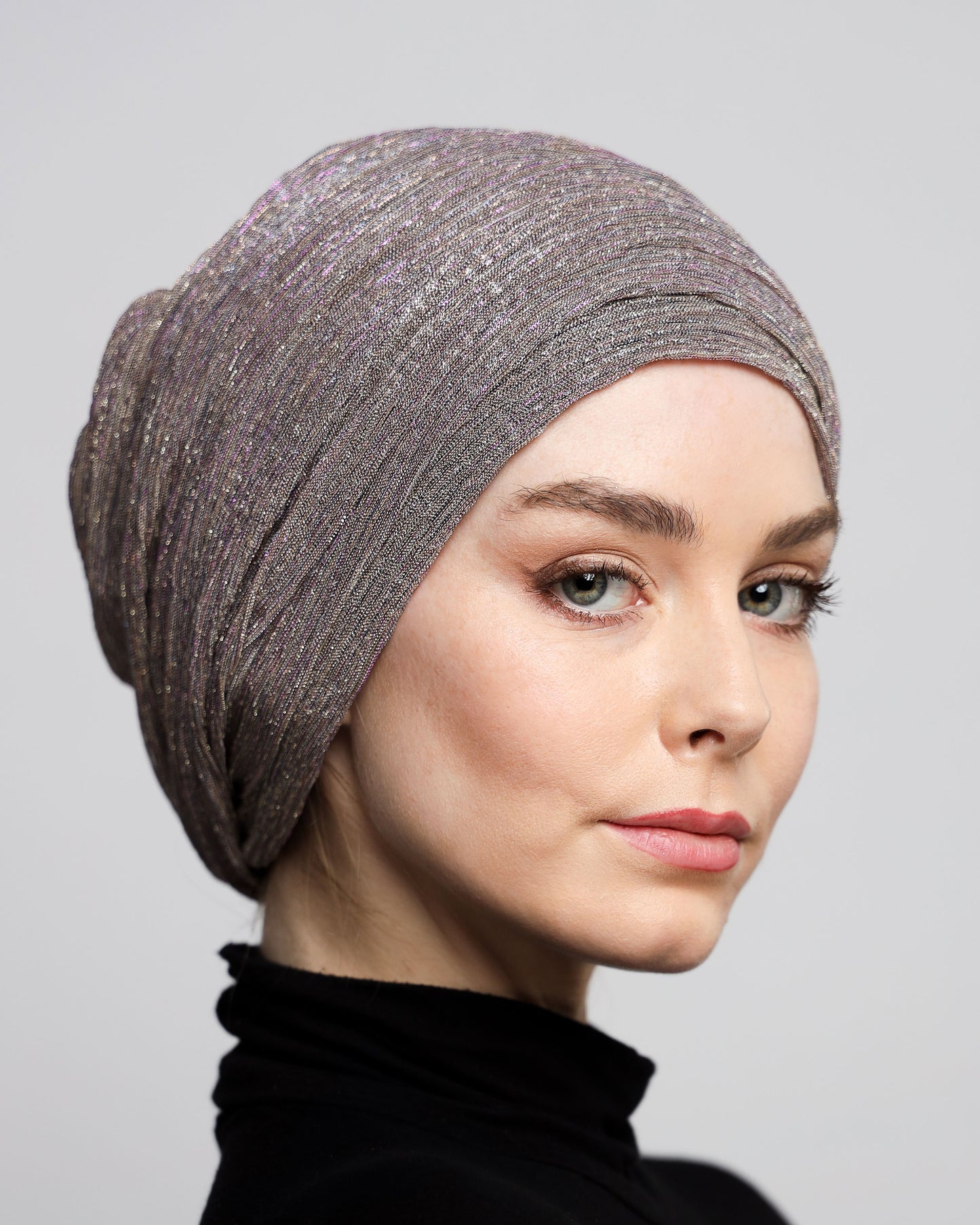 Metallic Strips Plisse Turban
