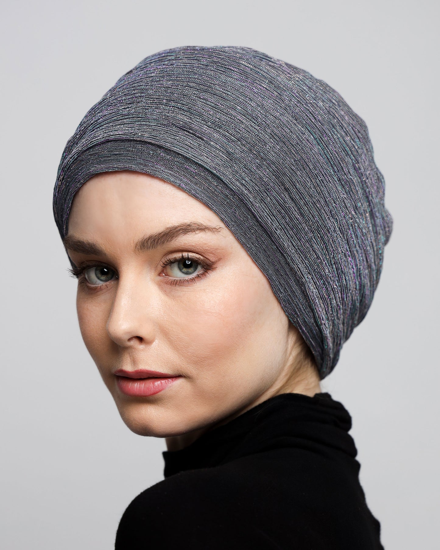 Metallic Strips Plisse Turban