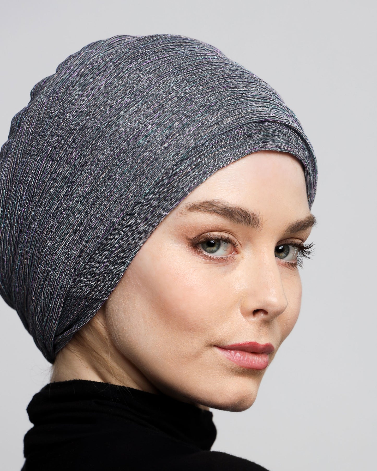 Metallic Strips Plisse Turban