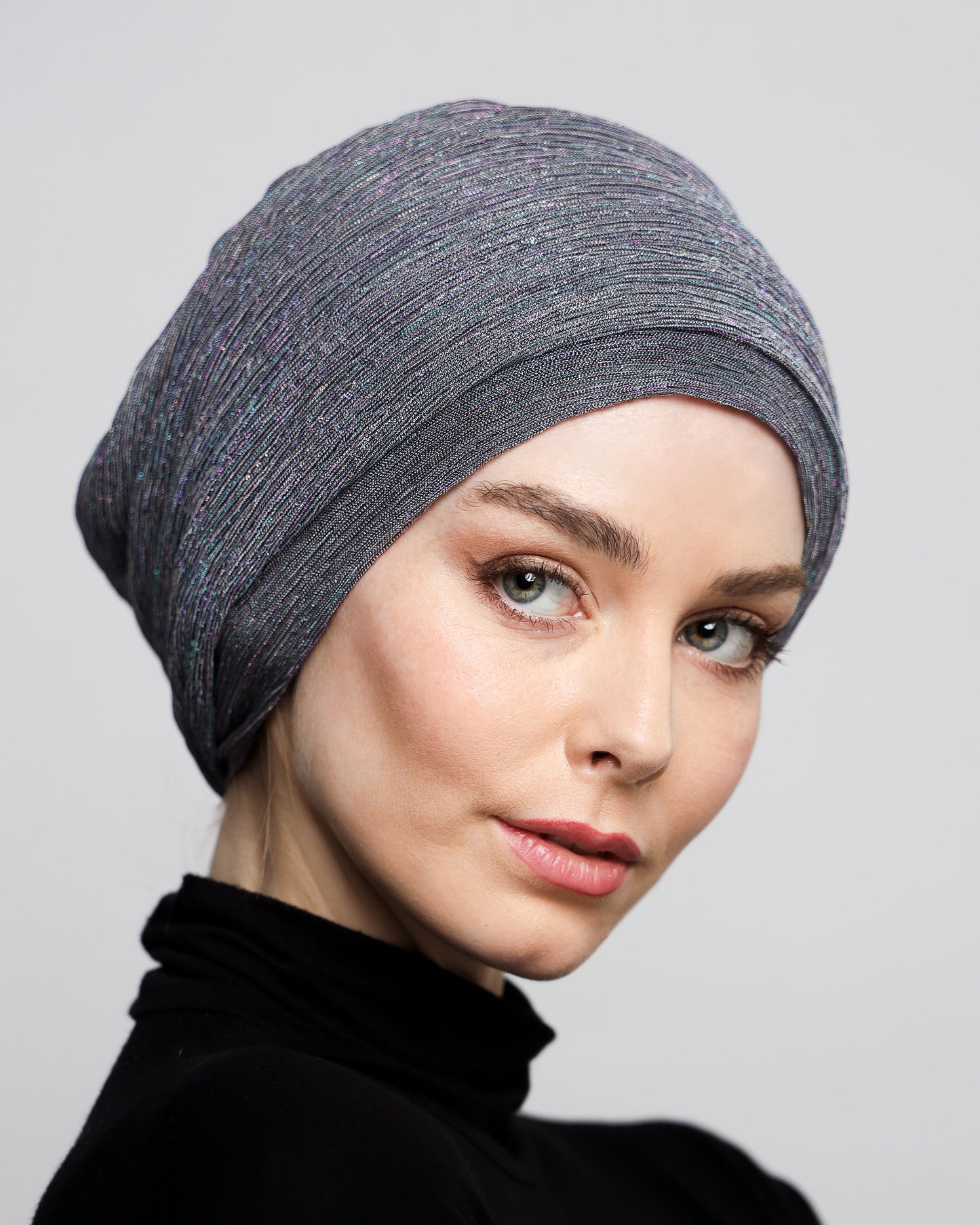 Metallic Strips Plisse Turban