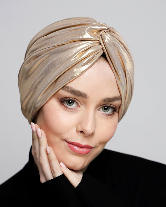 Metallic lame` twisted lines turban