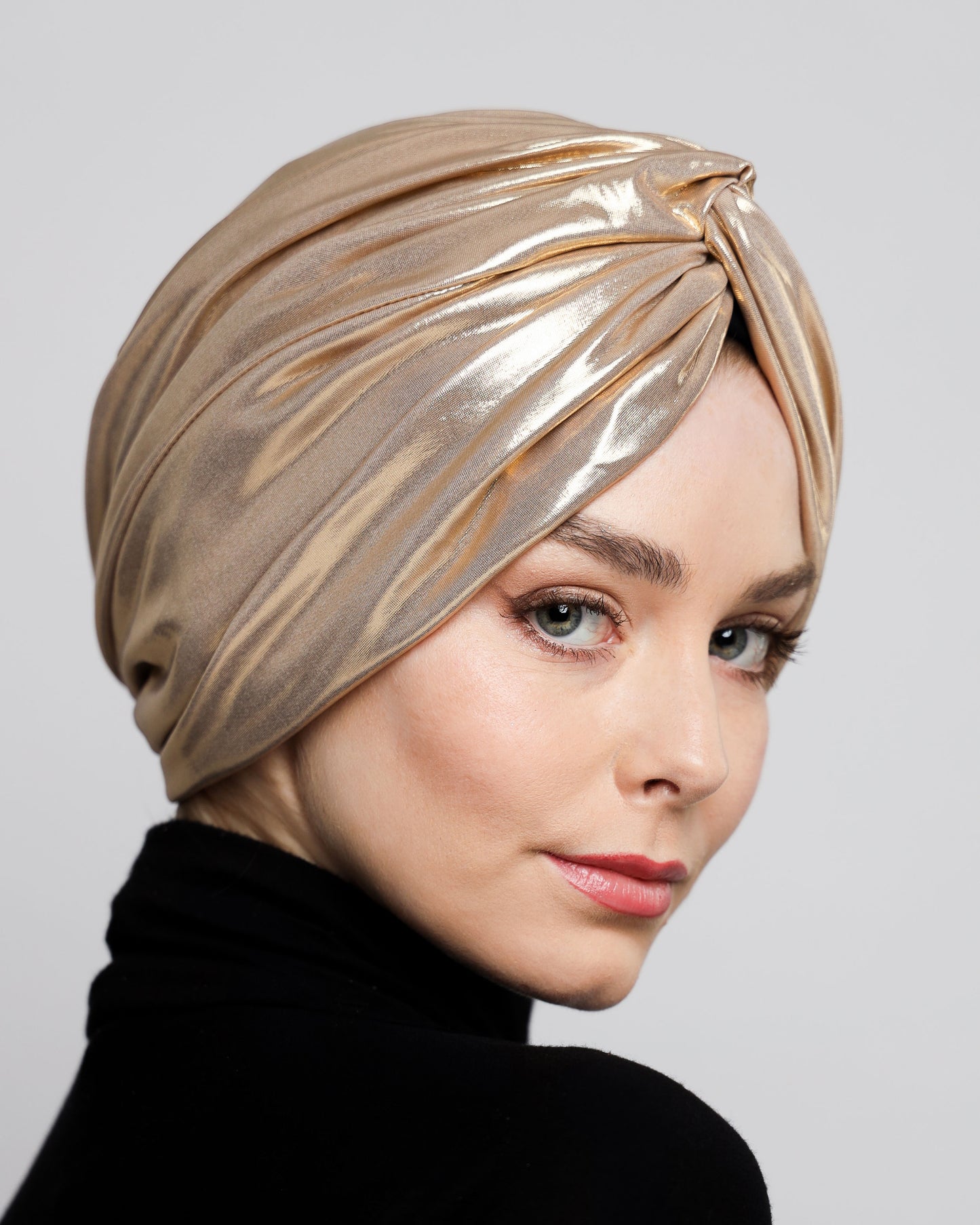 Metallic lame` twisted lines turban