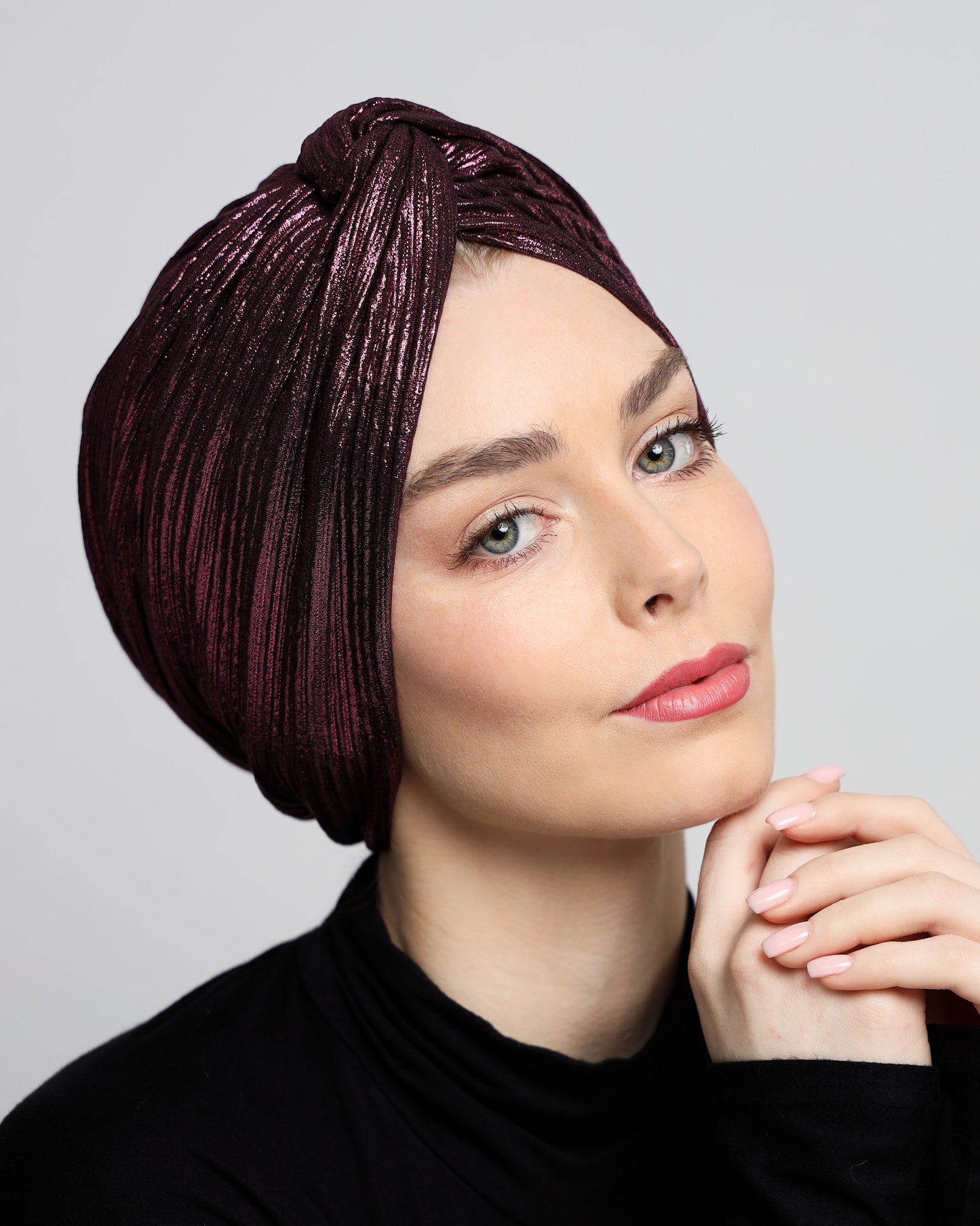 Twisted Metallic Plisse Turban