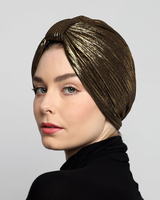 Metallic Plisse Turban
