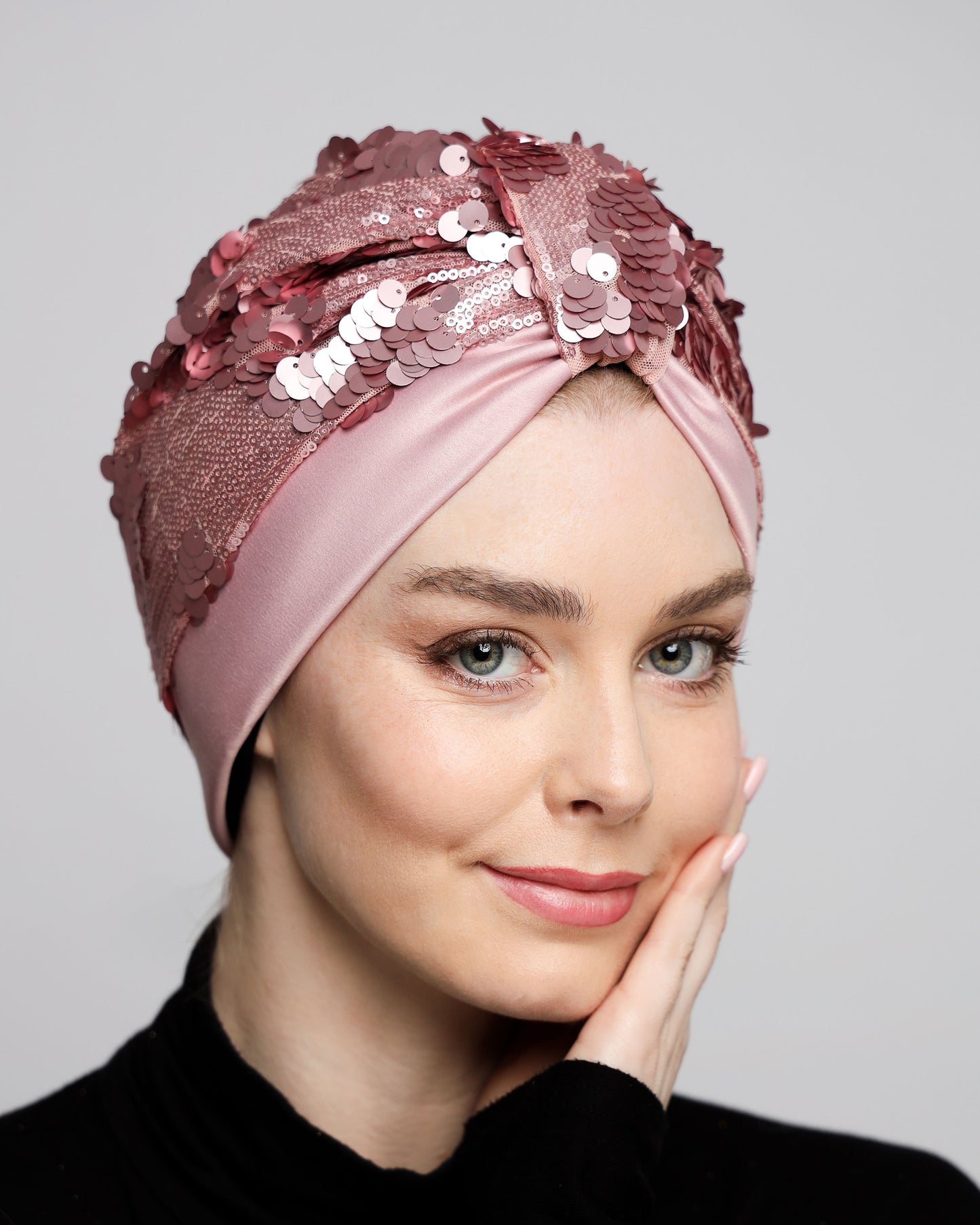 Pink Sequin Turban