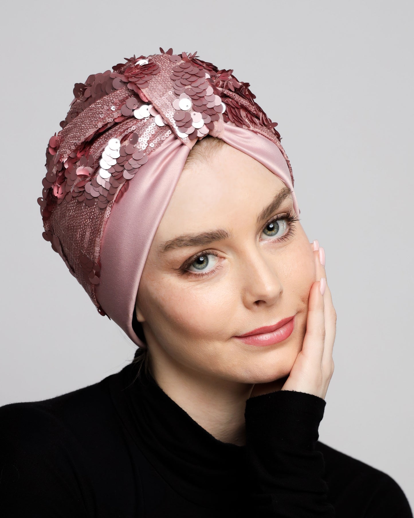 Pink Sequin Turban