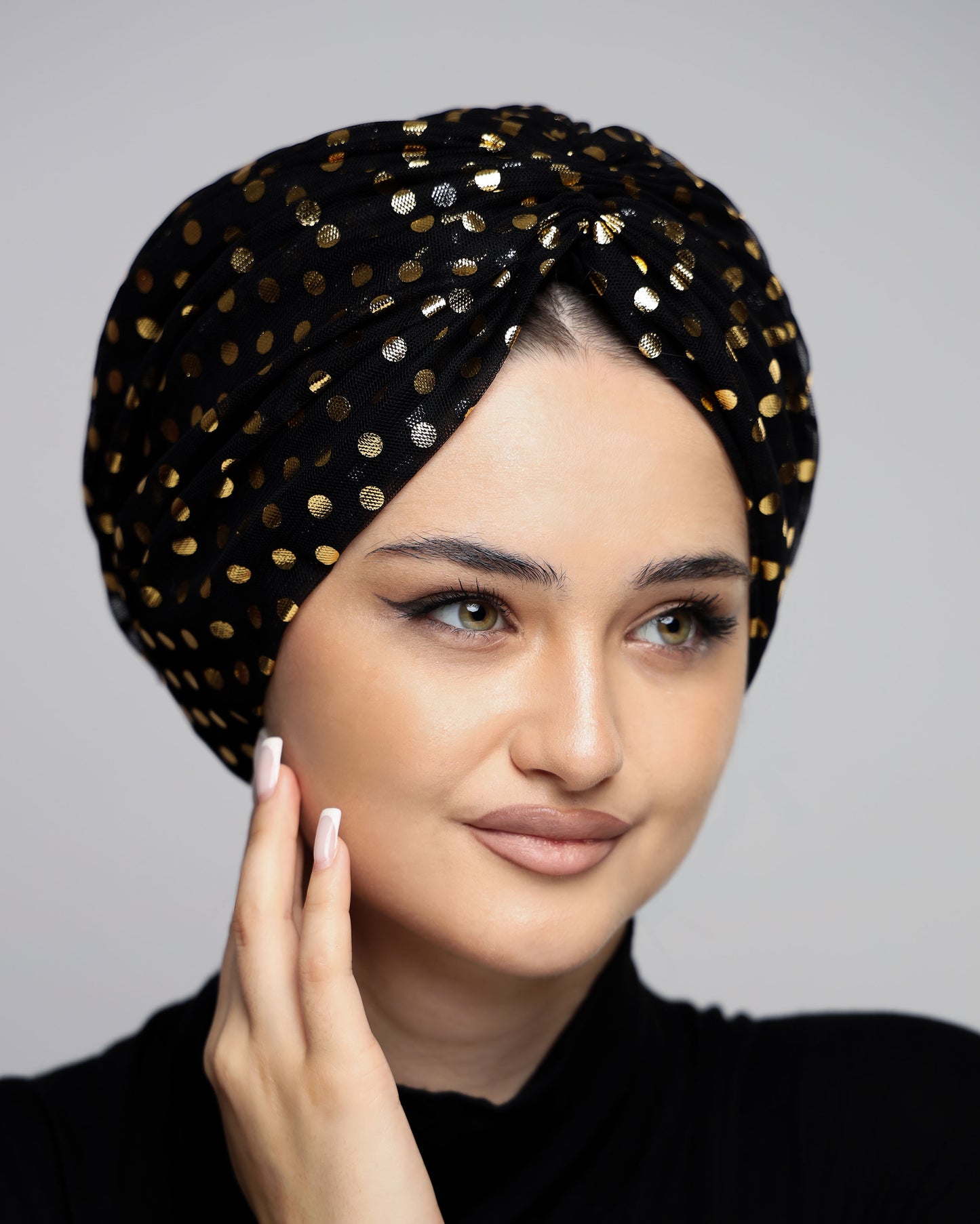 Metallic Polka Dots Gathering Turban