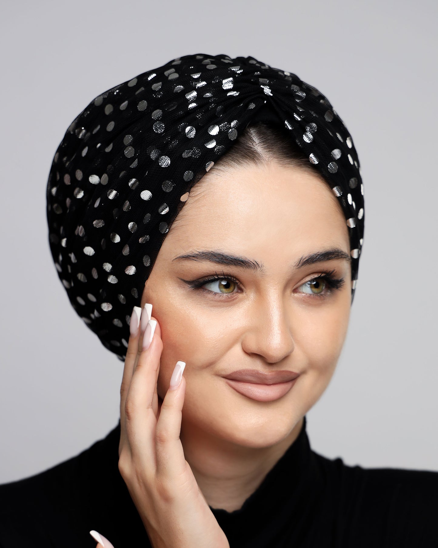 Metallic Polka Dots Gathering Turban