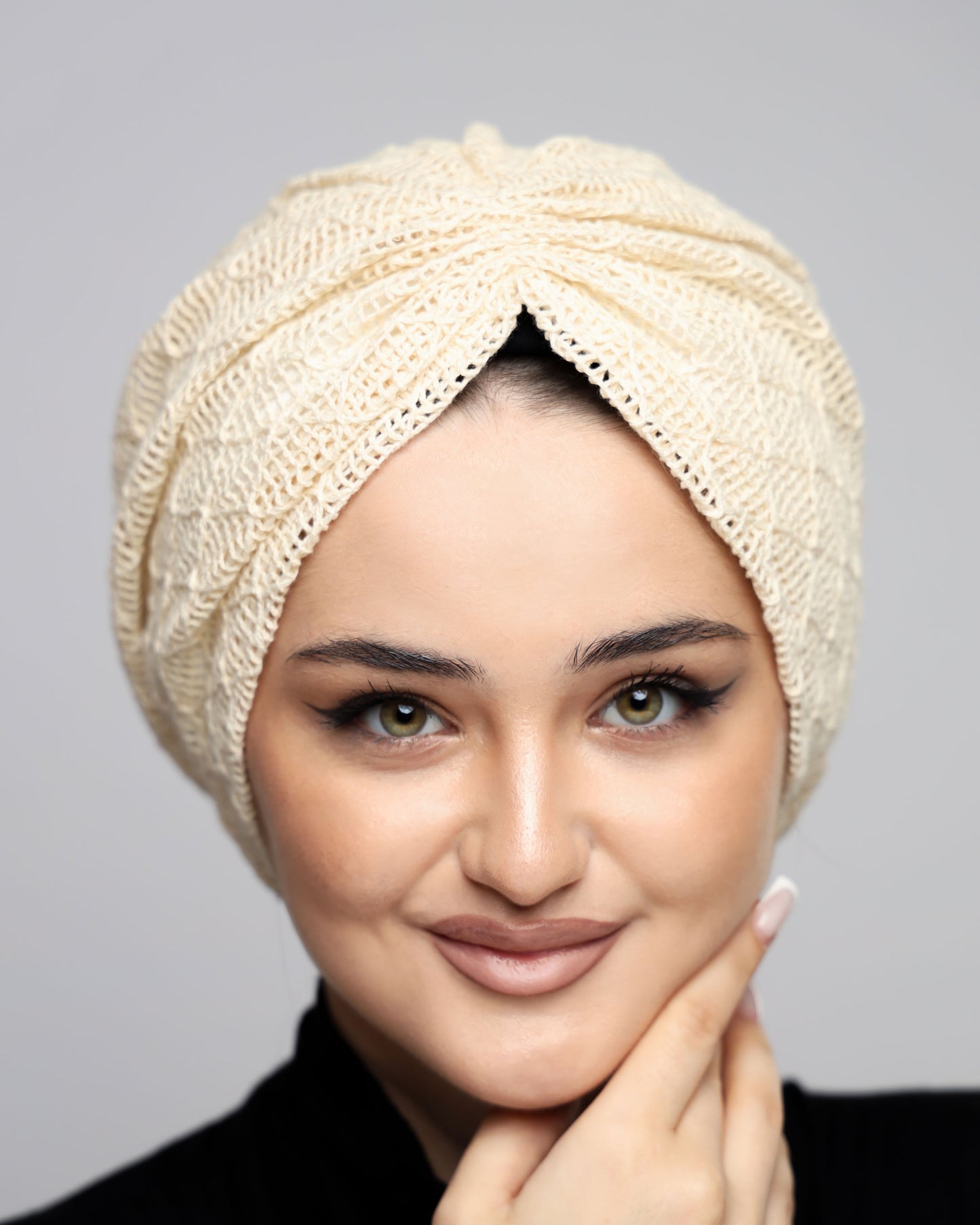 Beige knitting Turban