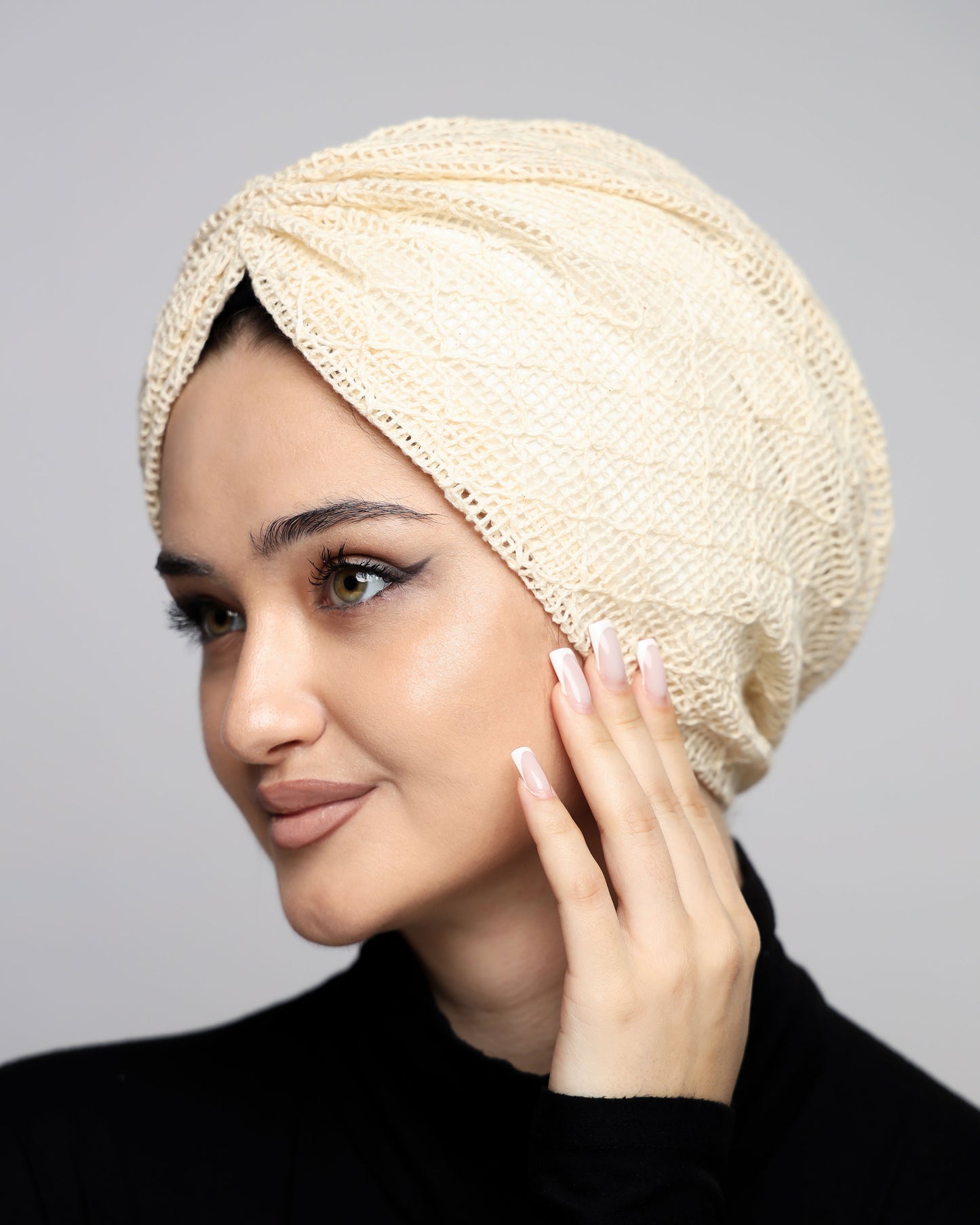 Beige knitting Turban
