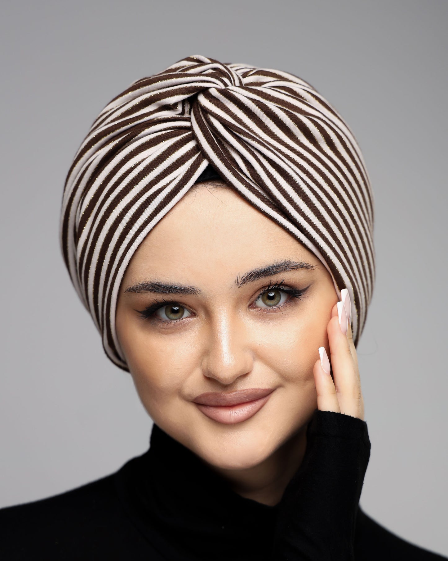 Twisted Brown Strips Turban