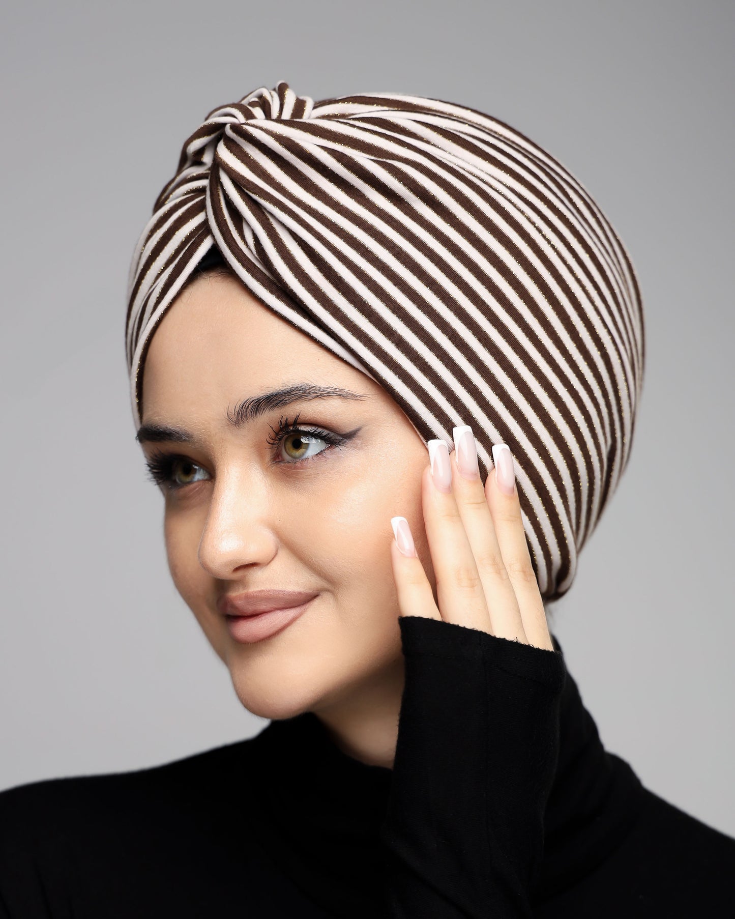 Twisted Brown Strips Turban