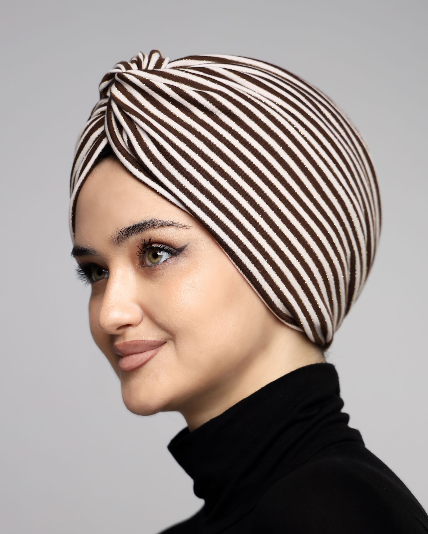 Twisted Brown Strips Turban