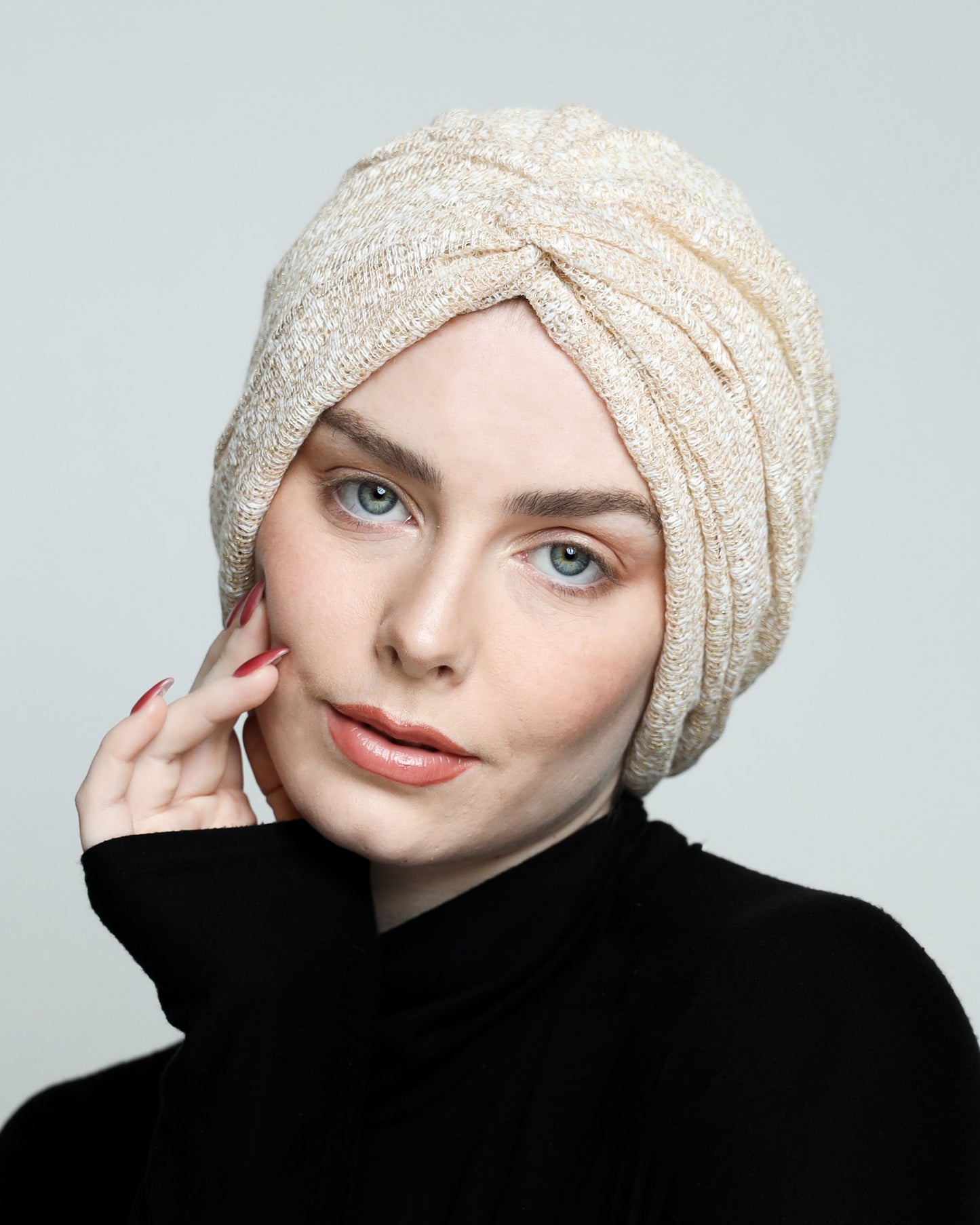 Golden off-White Twisted Turban