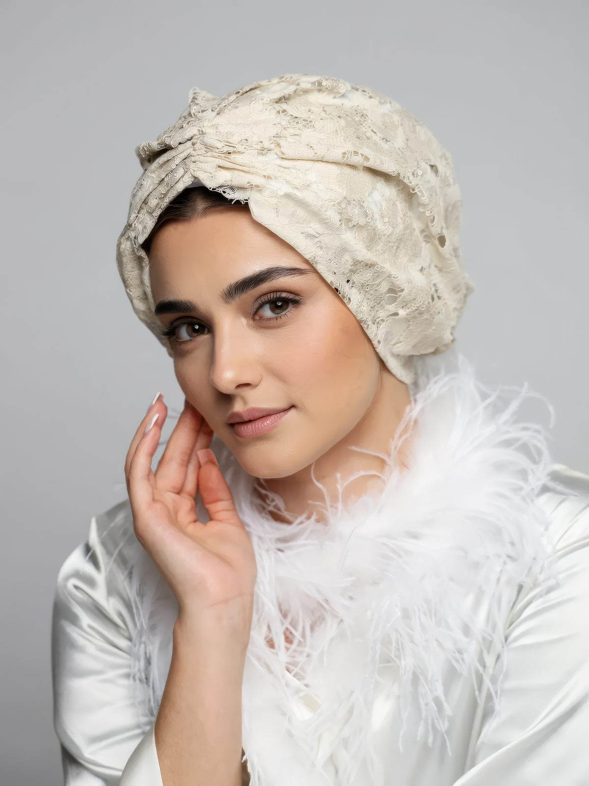 Bridal Sequined Lace Turban