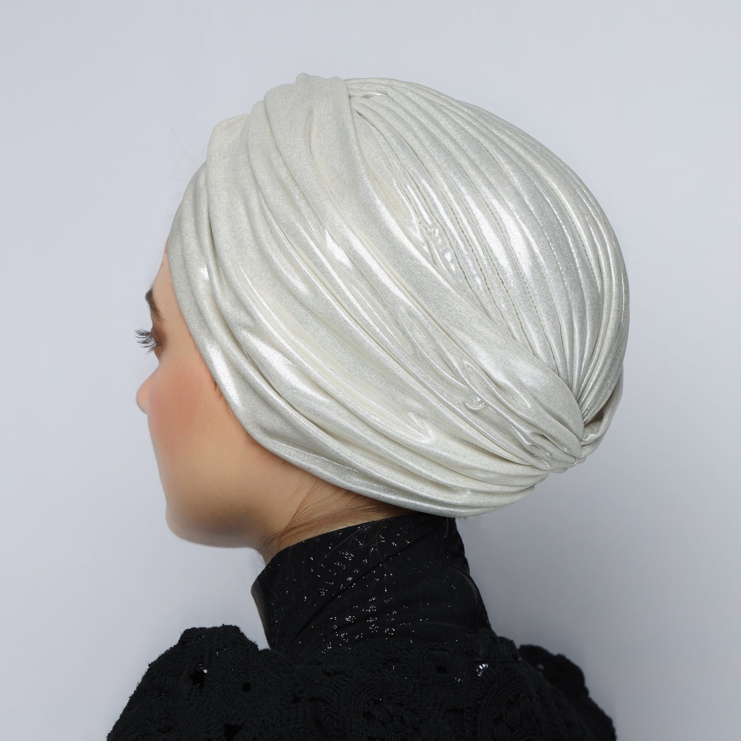 Metallic lame` twisted lines turban