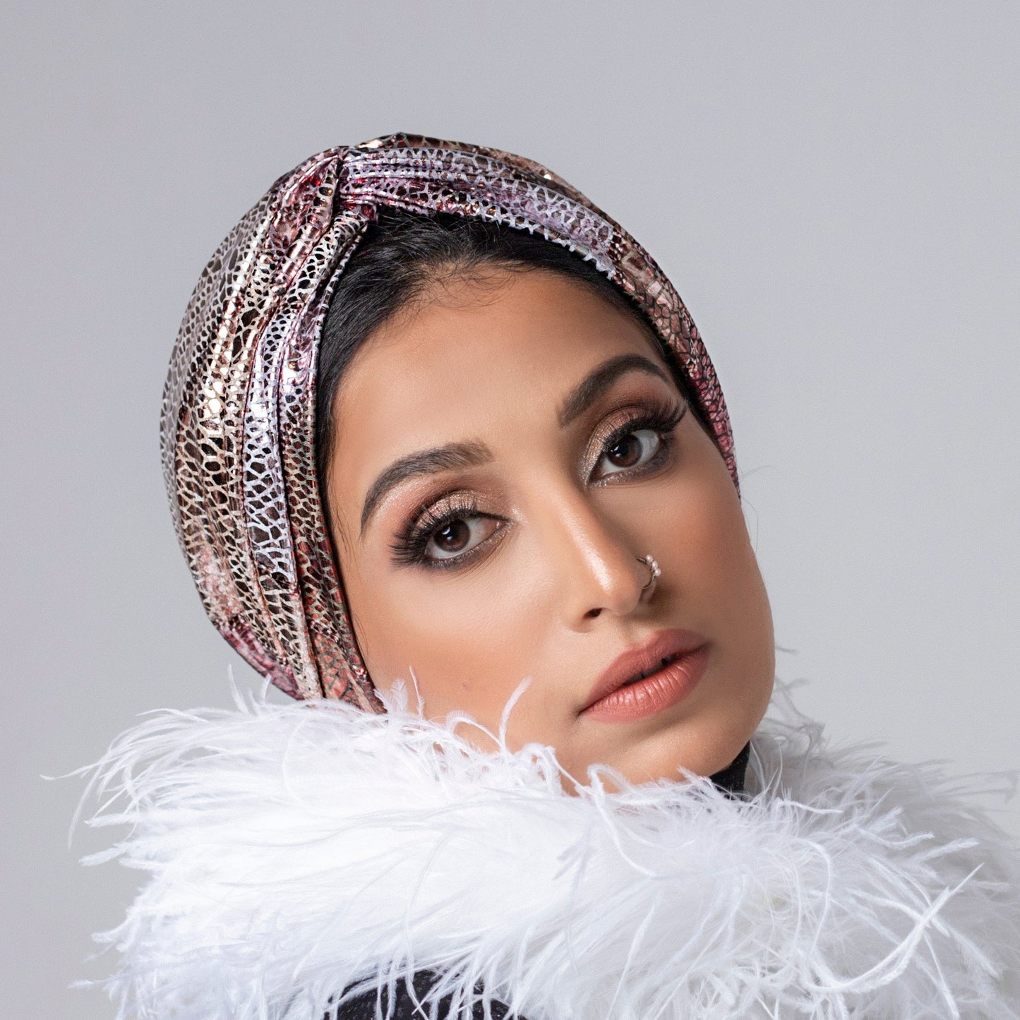 Metallic Leopard Pink Turban