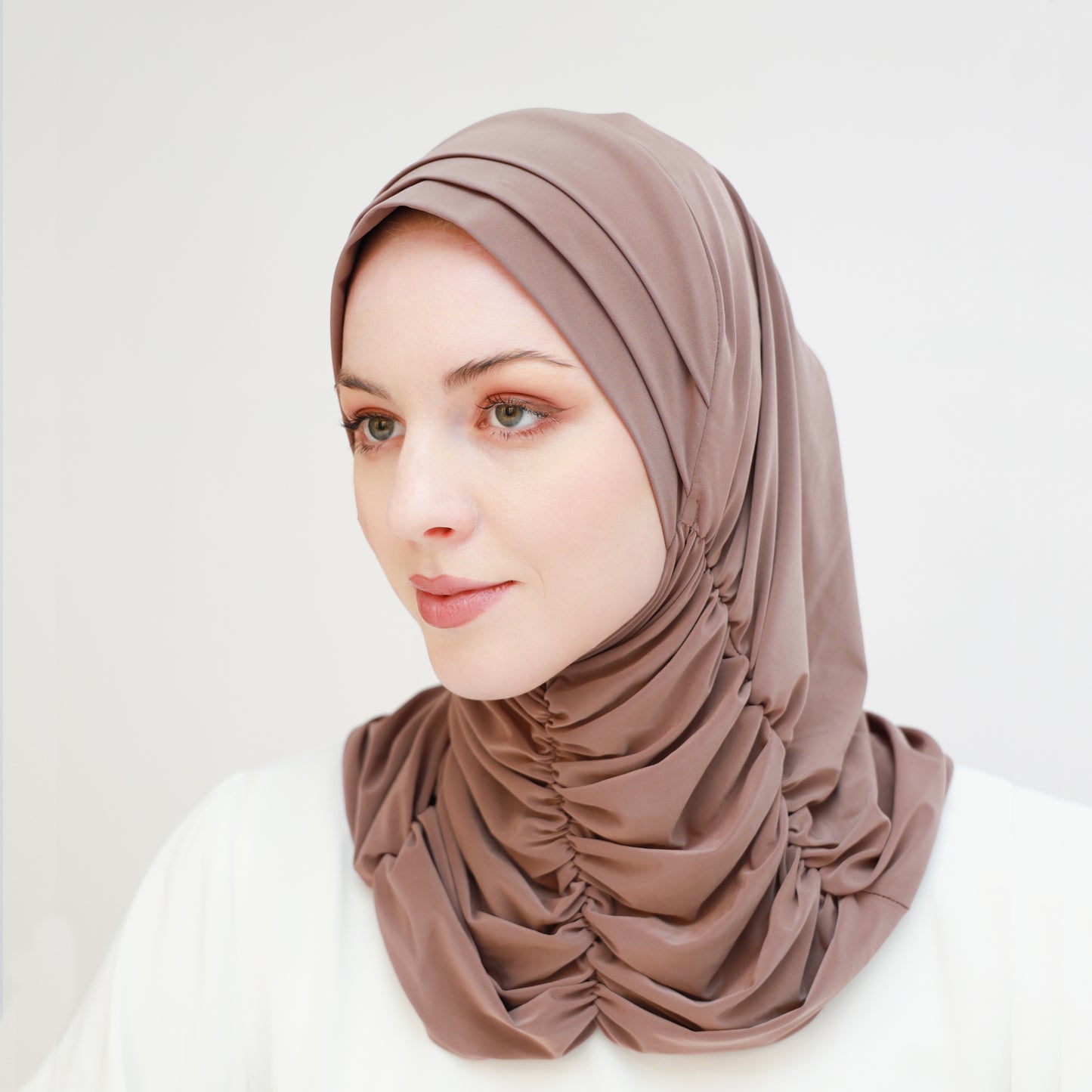 Plain Gathering Ready-made Hijab