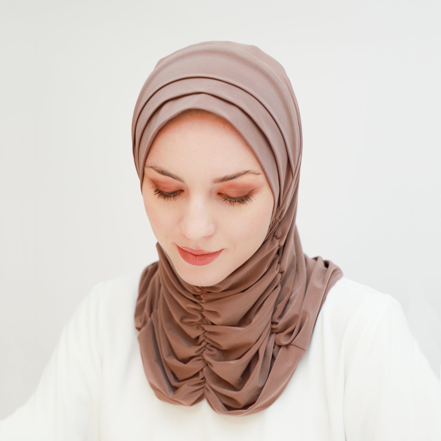 Plain Gathering Ready-made Hijab