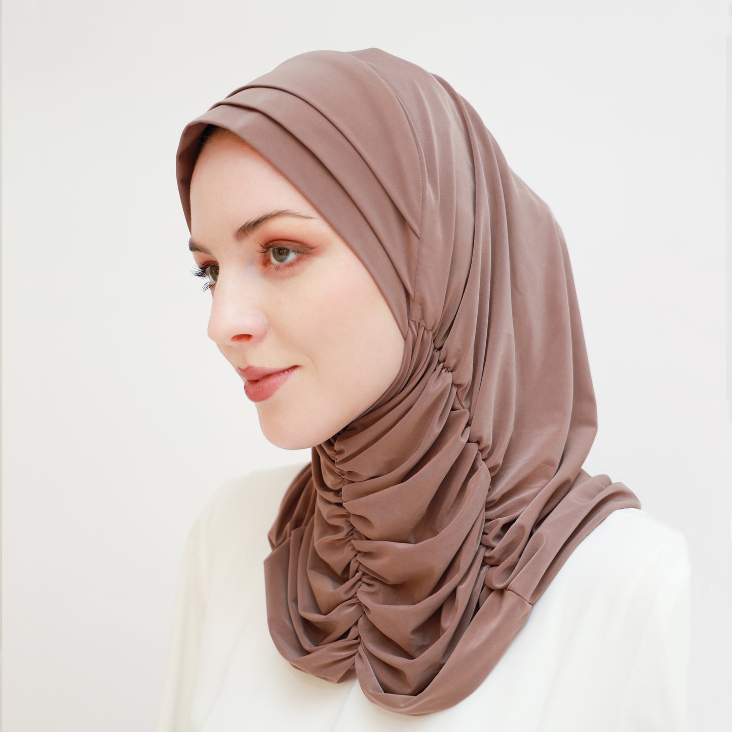 Plain Gathering Ready-made Hijab