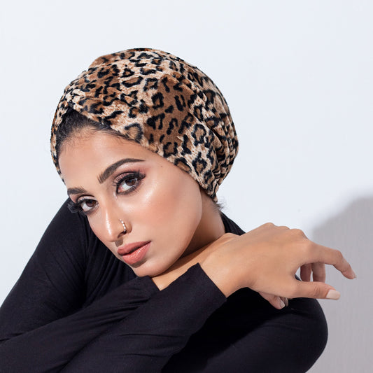 Gathering Leopard Wool Turban