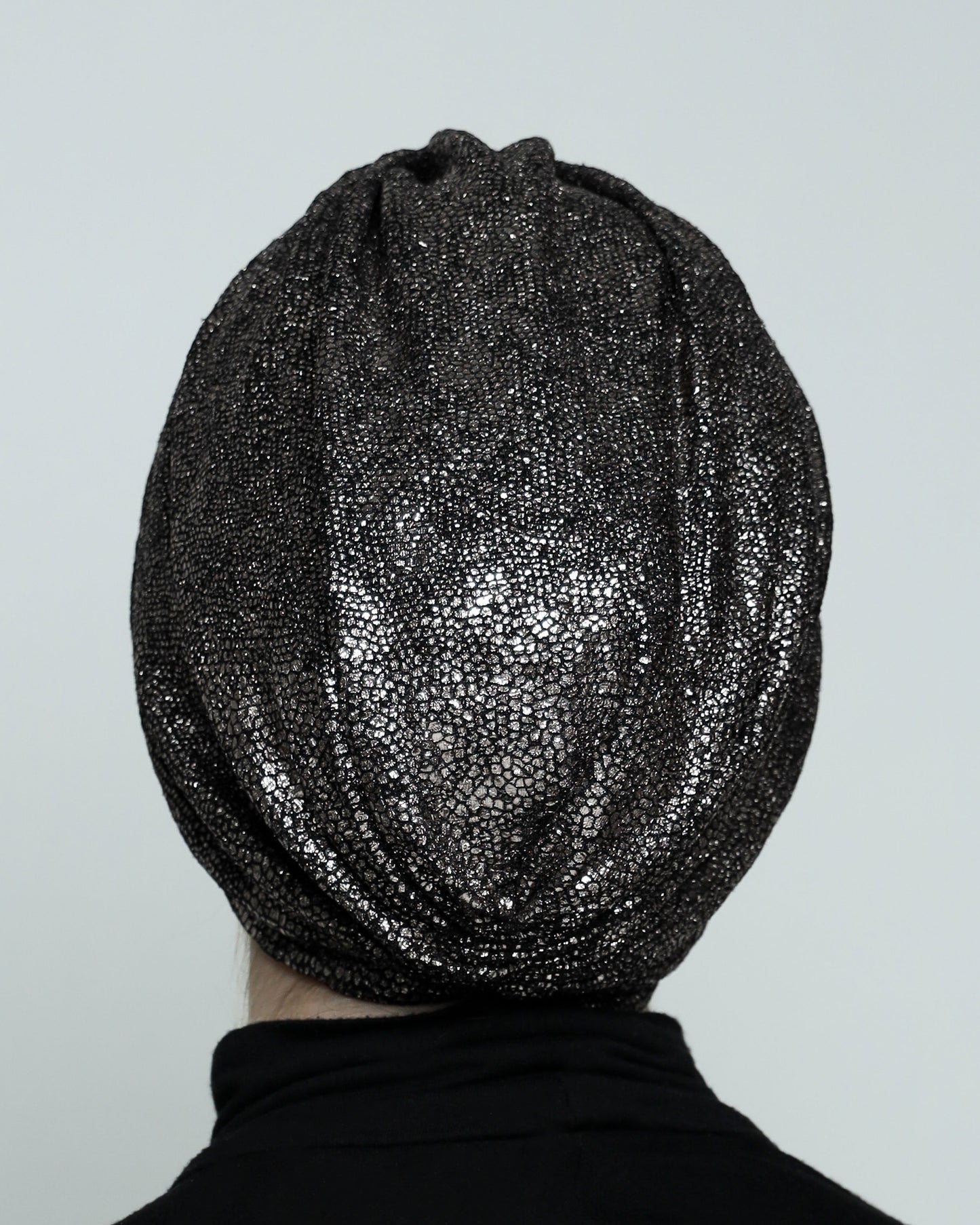 Metallic Silver Animal Print Turban