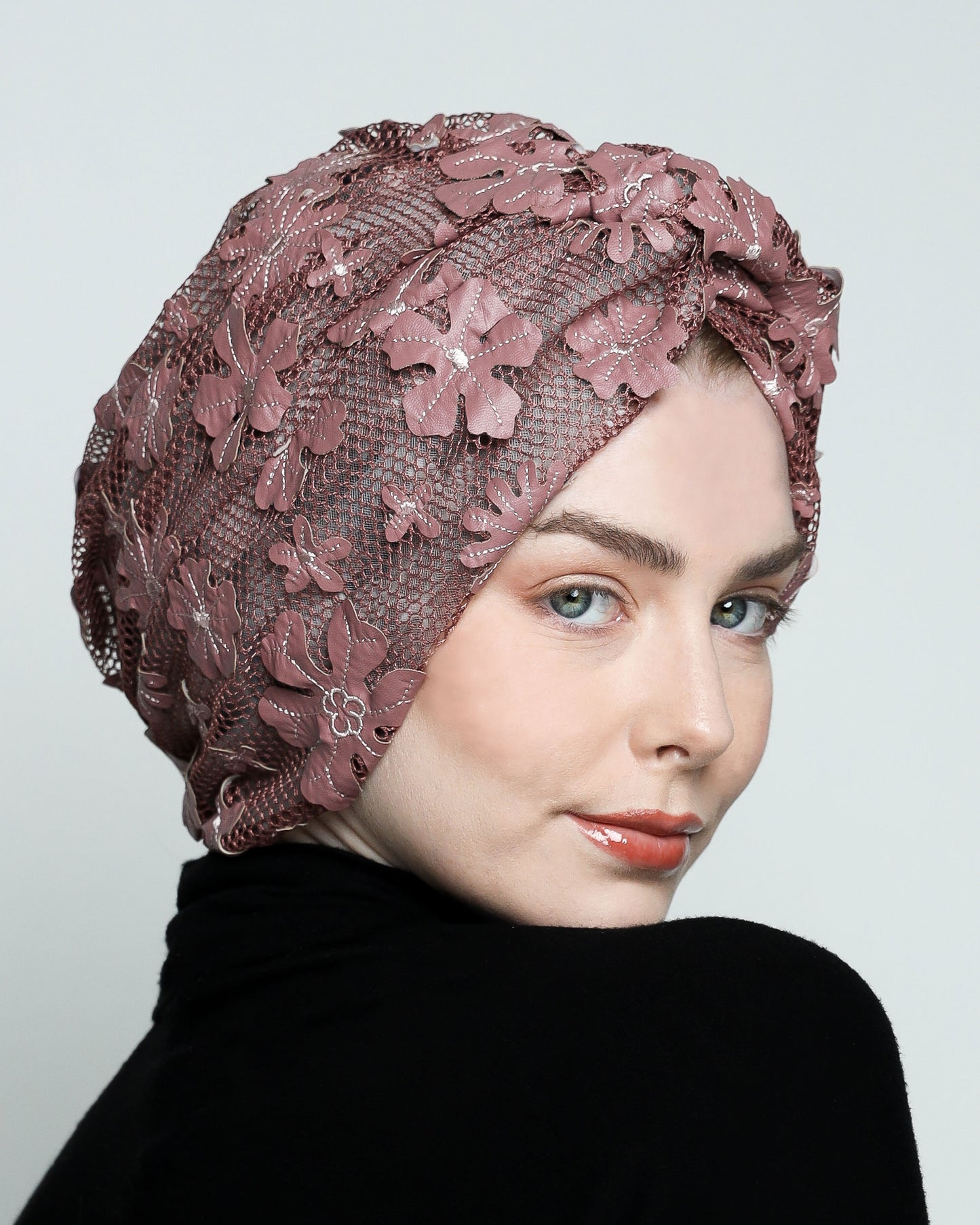 Twisted Floral Net Turban