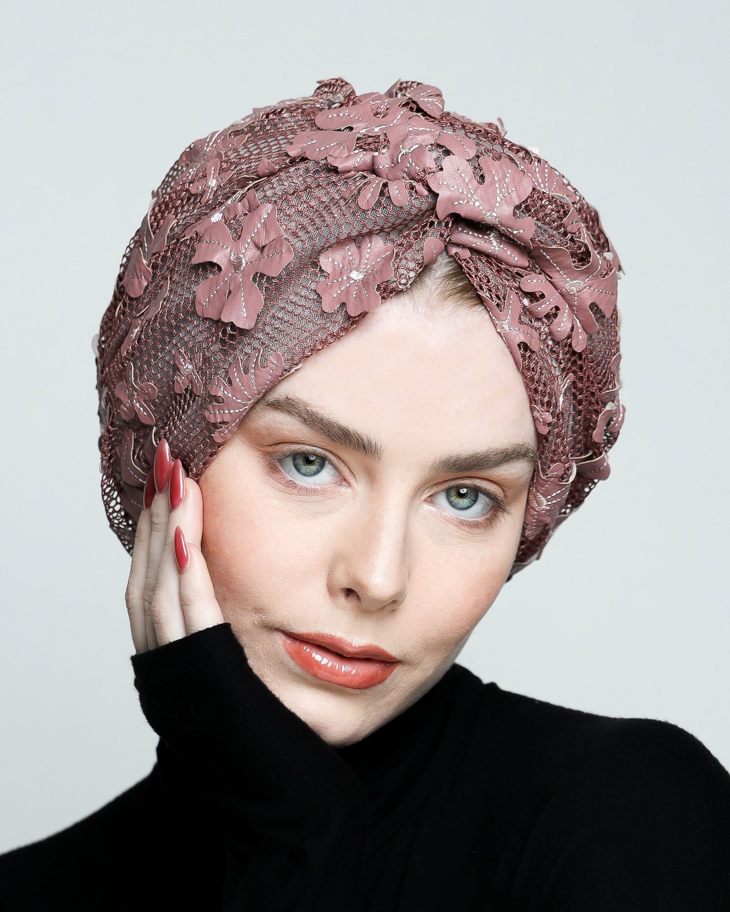 Twisted Floral Net Turban