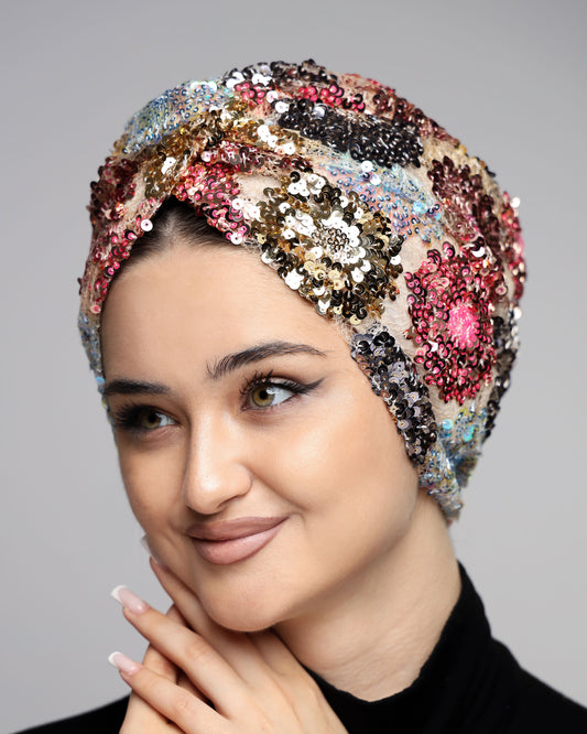 Flowers Sequin Turban