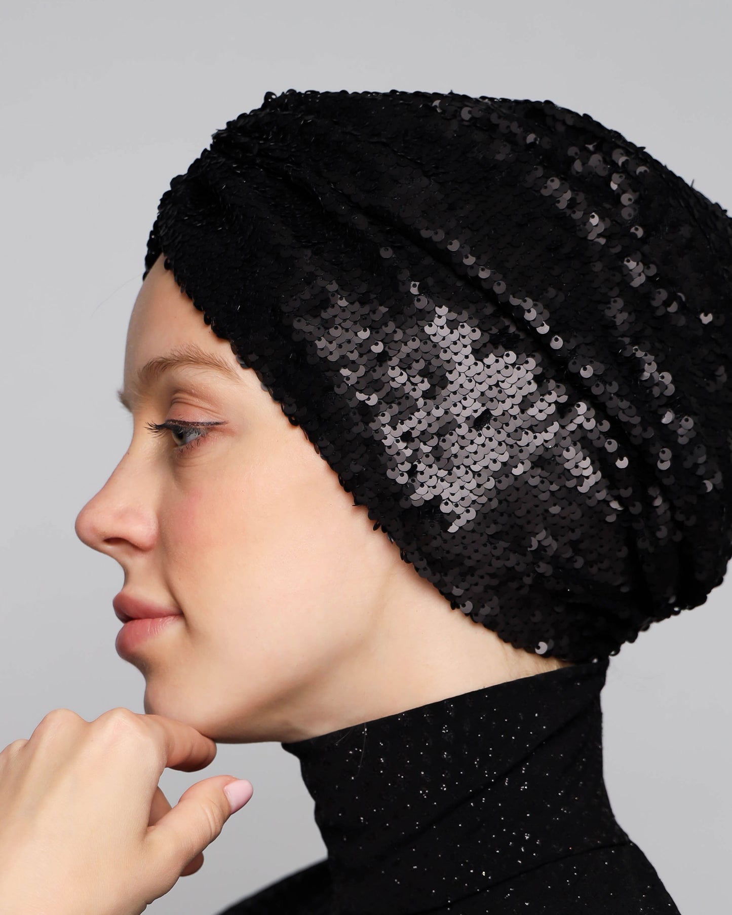 Black Sequin Turban