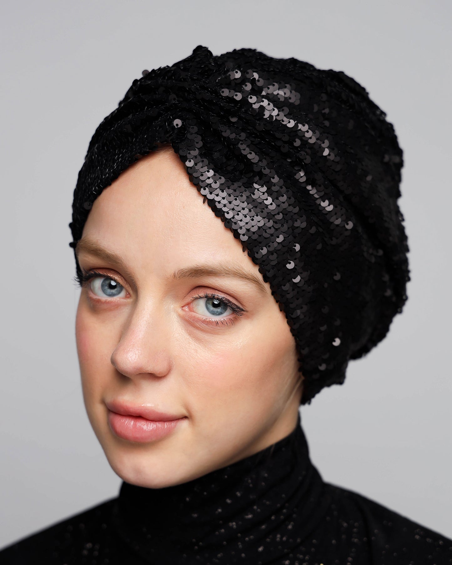 Black Sequin Turban